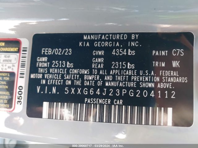 5XXG64J23PG204112 KIA K5 Gt-line