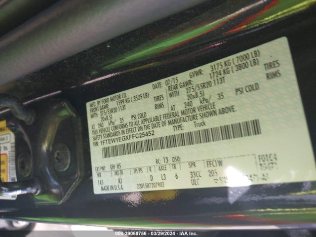 Ford F-150 King Ranch 2015 1FTEW1EGXFFC25452 Image 9