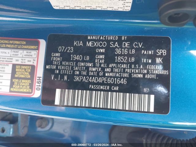 3KPA24AD4PE601646 KIA RIO S