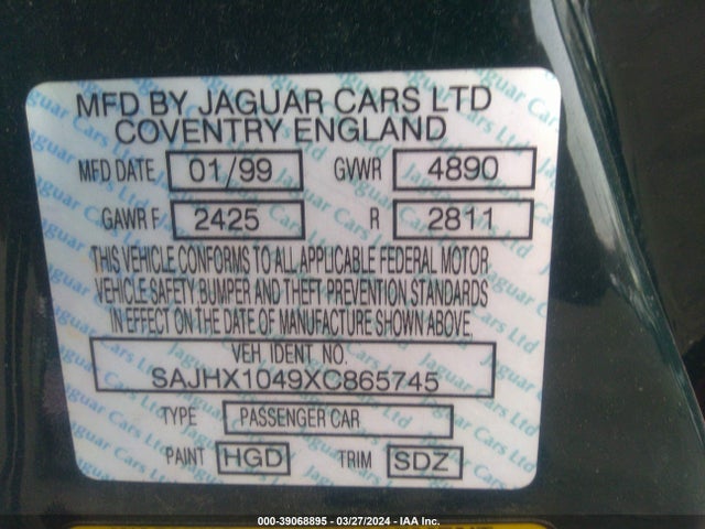 1999 JAGUAR XJ8 SAJHX1049XC865745 Photo 8