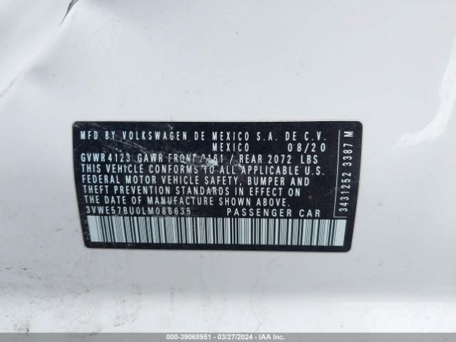3VWE57BU0LM086635 Volkswagen Jetta 1.4t Sel