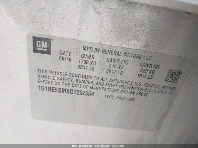 Chevrolet Cruze Lt Auto 2016 1G1BE5SMXG7292564 Image 9
