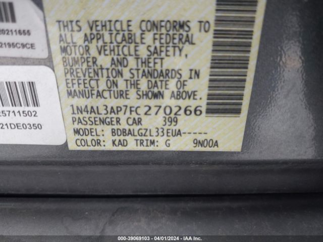 1N4AL3AP7FC270266 Nissan Altima 2.5/2.5 S/2.5 Sl/2.5 Sv