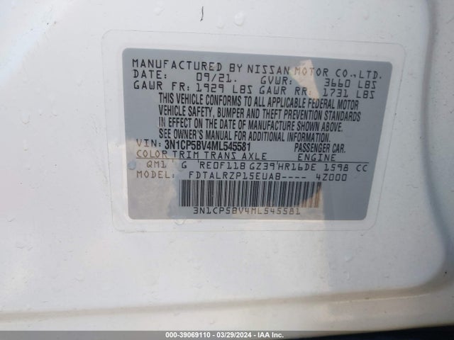 Nissan Kicks S Xtronic Cvt 2021 3N1CP5BV4ML545581 Image 9