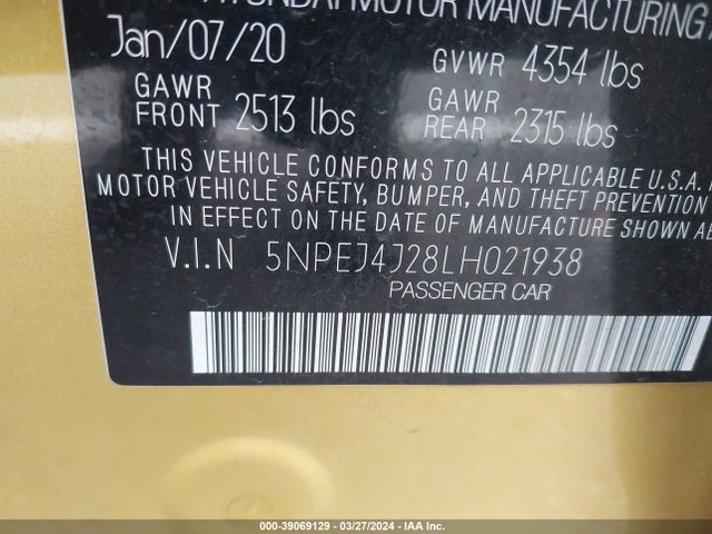 Hyundai Sonata Sel Plus 2020 5NPEJ4J28LH021938 Image 9