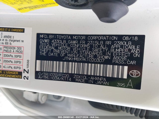 Toyota C-HR LE 2019 JTNKHMBX9K1020307 Image 9