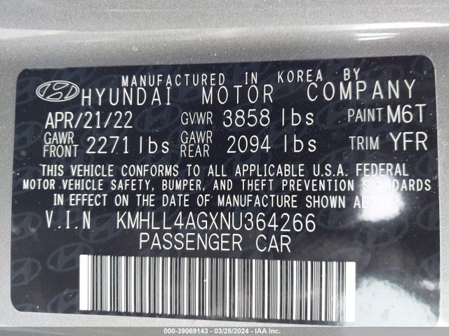 Hyundai ELANTRA SE 2022 KMHLL4AGXNU364266 Image 9