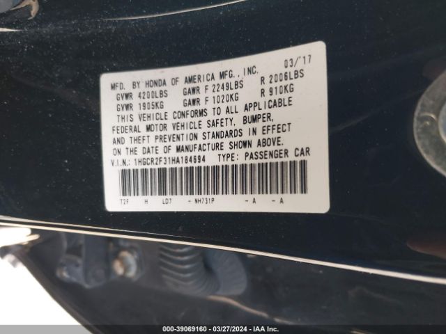 1HGCR2F31HA184694 Honda ACCORD LX