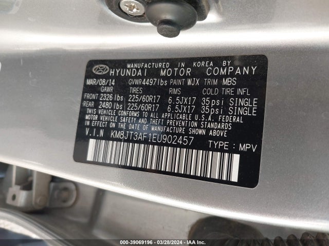 Hyundai TUCSON GLS 2014 KM8JT3AF1EU902457 Image 9