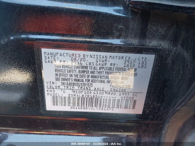 Nissan Sentra S Xtronic Cvt 2020 3N1AB8BV2LY281575 Image 9