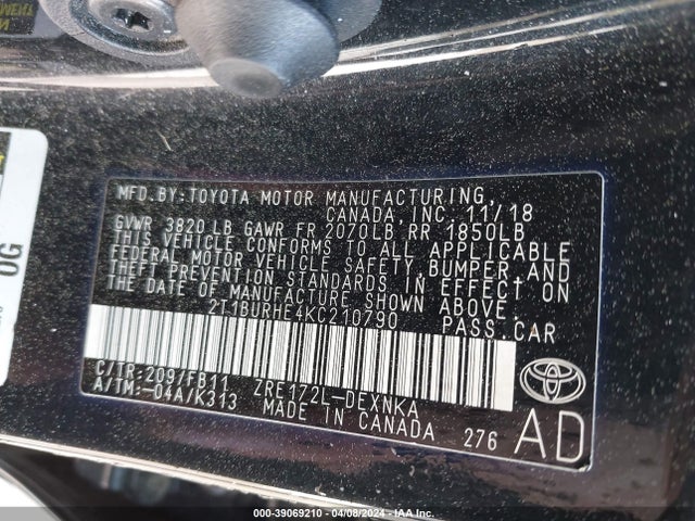 Toyota COROLLA LE 2019 2T1BURHE4KC210790 Image 9