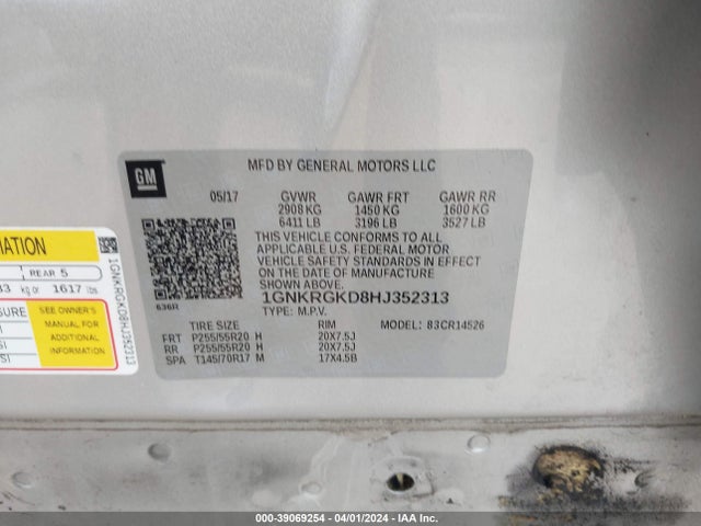 Chevrolet Traverse 1lt 2017 1GNKRGKD8HJ352313 Image 9