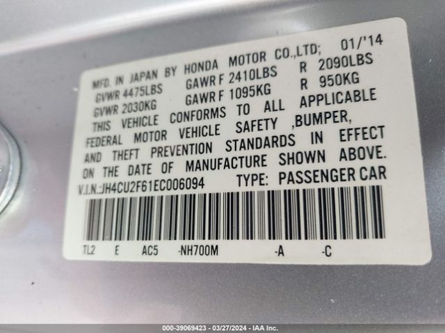 JH4CU2F61EC006094 Acura Tsx 2.4