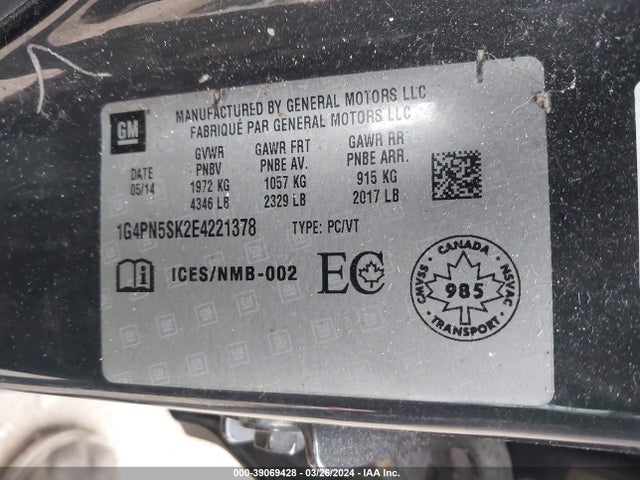 1G4PN5SK2E4221378 Buick Verano