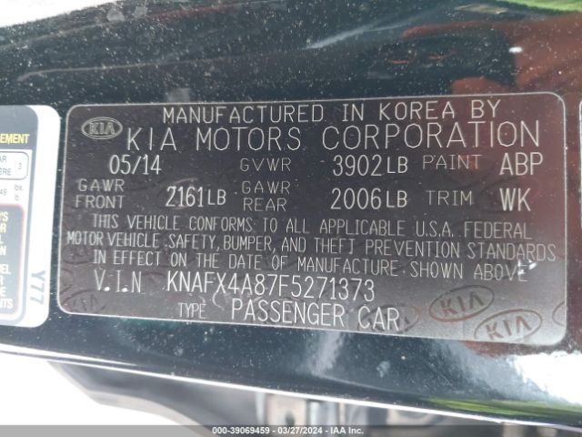 KNAFX4A87F5271373 KIA FORTE EX