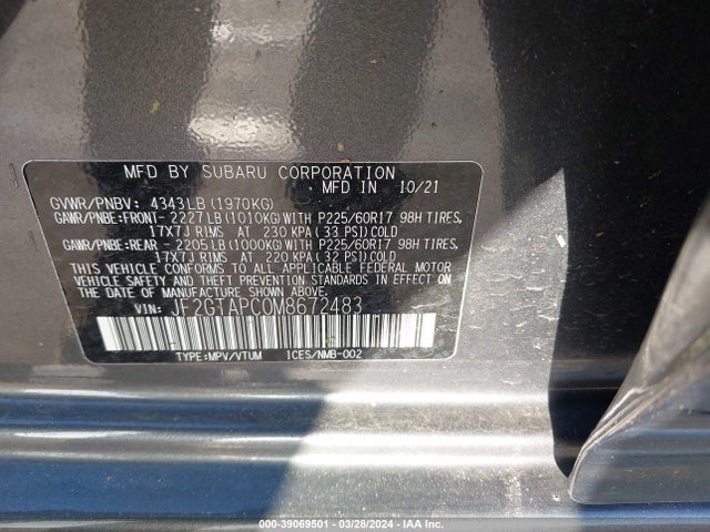 Subaru Crosstrek Premium 2021 JF2GTAPC0M8672483 Image 9