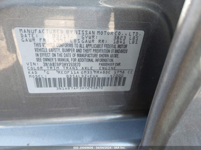 Nissan SENTRA SV 2017 3N1AB7AP3HY293870 Image 9