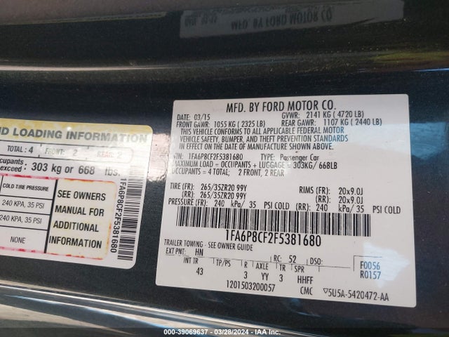 Ford Mustang Gt Premium 2015 1FA6P8CF2F5381680 Image 9