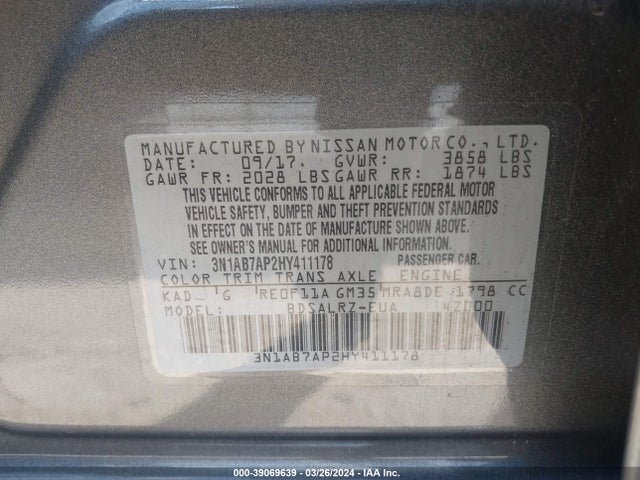 Nissan SENTRA SR 2017 3N1AB7AP2HY411178 Image 9