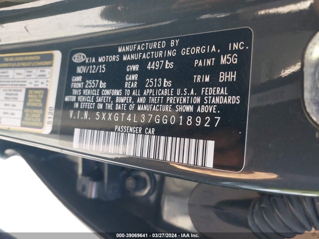 KIA Optima Lx 2016 5XXGT4L37GG018927 Image 9