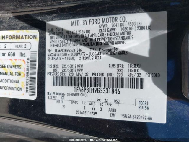 2016 FORD MUSTANG 1FA6P8TH9G5331846 Photo 8