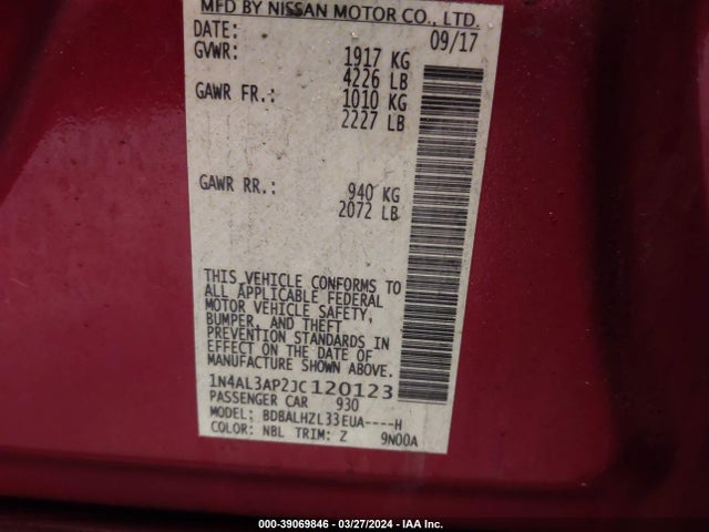 Nissan Altima 2.5 Sr 2018 1N4AL3AP2JC120123 Image 9