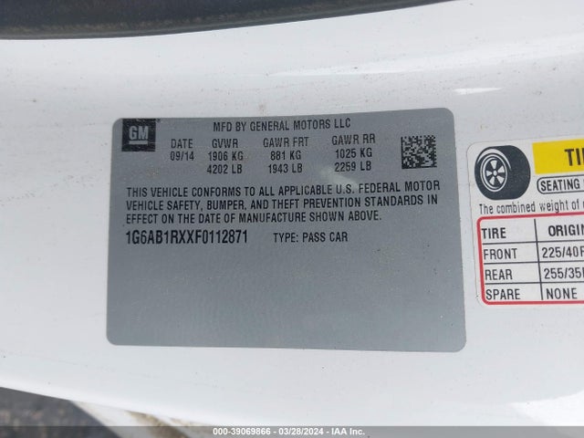 Cadillac ATS LUXURY 2015 1G6AB1RXXF0112871 Image 9
