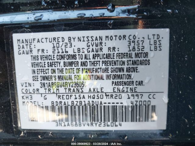 3N1AB8BV4RY236064 Nissan Sentra S Xtronic Cvt