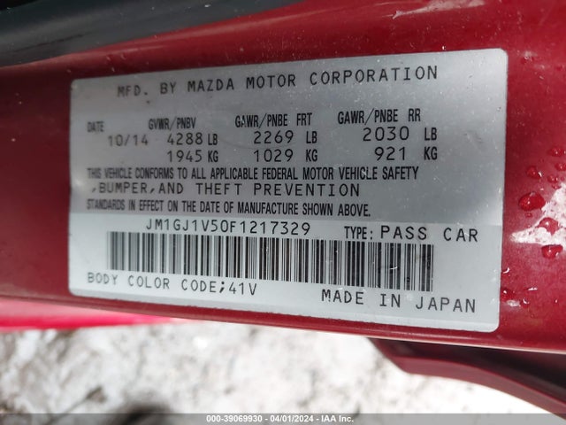 Mazda Mazda6 I Touring 2015 JM1GJ1V50F1217329 Image 9