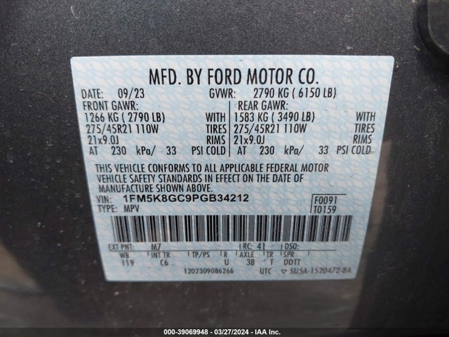Ford Explorer St 2023 1FM5K8GC9PGB34212 Image 9