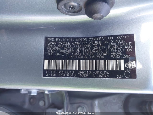 Toyota COROLLA LE 2020 JTDEPRAE8LJ062504 Image 9