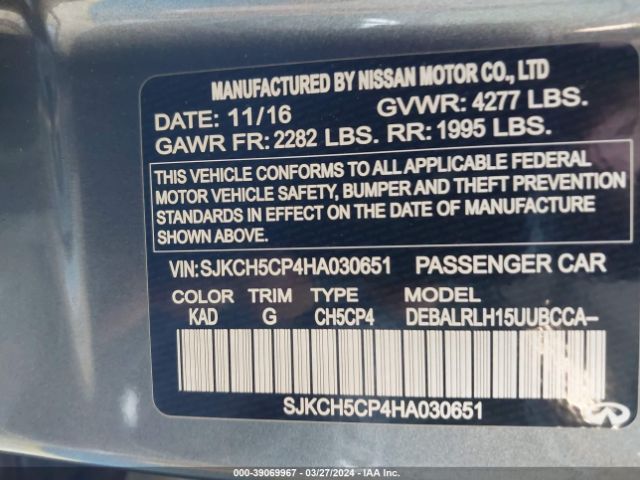 SJKCH5CP4HA030651 Infiniti Qx30 Premium