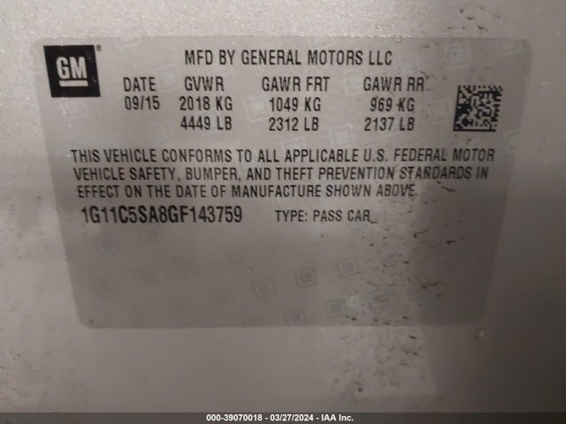 Chevrolet Malibu Limited Lt 2016 1G11C5SA8GF143759 Image 9