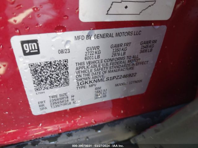1GKKNMLS1PZ246922 GMC Acadia Fwd Slt