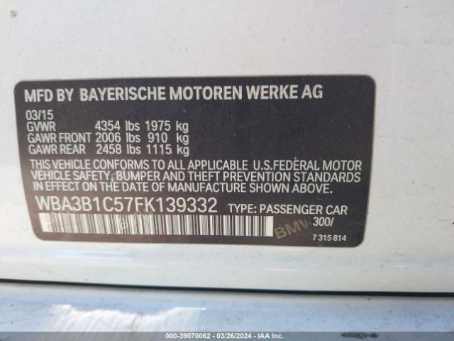 WBA3B1C57FK139332 BMW 320i