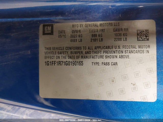 Chevrolet Camaro 1ss 2016 1G1FF1R71G0190165 Image 9