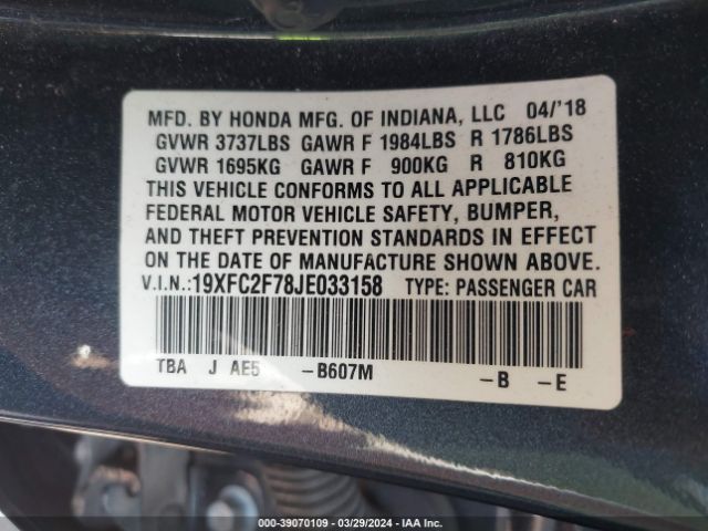 19XFC2F78JE033158 Honda CIVIC EX