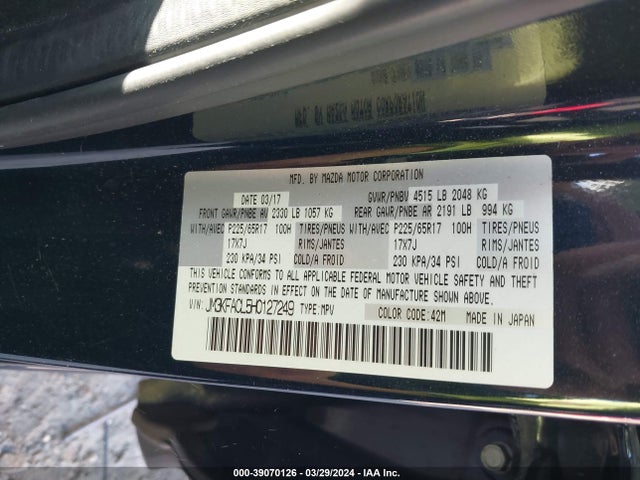 Mazda Cx-5 Touring 2017 JM3KFACL5H0127249 Image 9