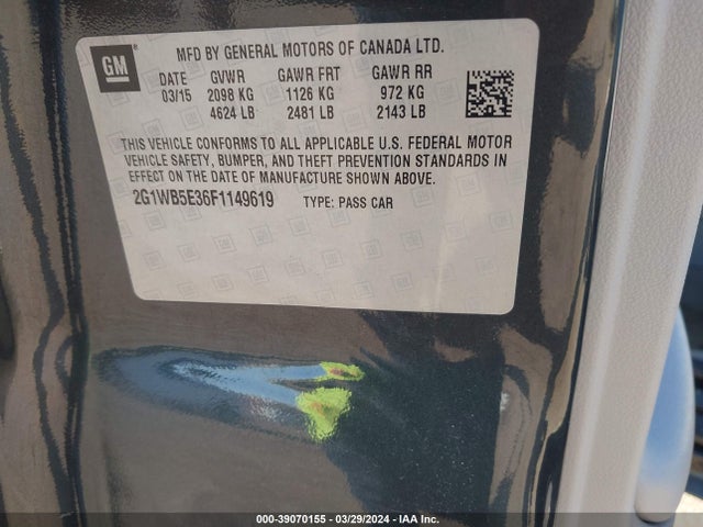 Chevrolet Impala Limited Lt 2015 2G1WB5E36F1149619 Image 9
