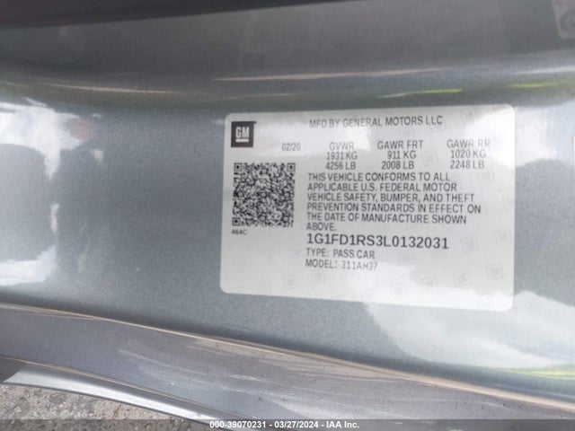 Chevrolet Camaro Rwd  2lt 2020 1G1FD1RS3L0132031 Image 9