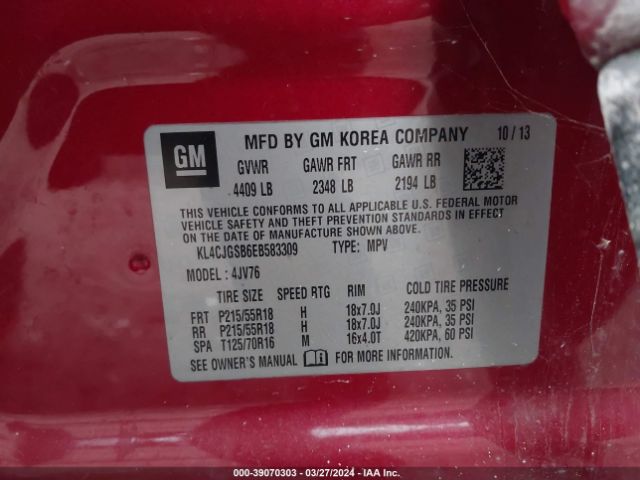 KL4CJGSB6EB583309 Buick Encore Leather