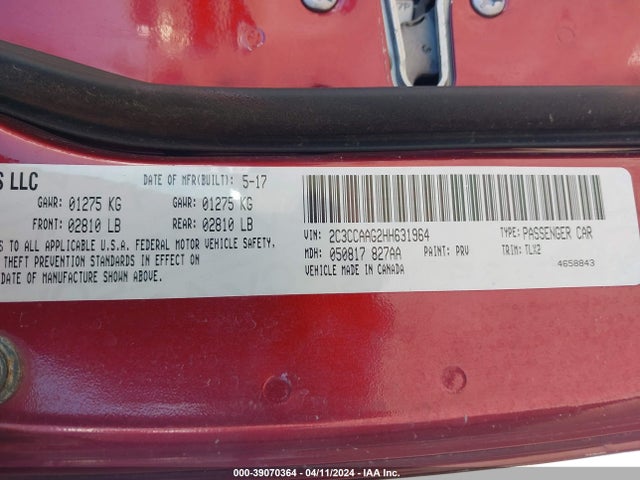 Chrysler 300 Limited 2017 2C3CCAAG2HH631964 Image 9