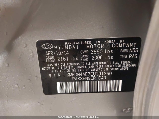 Hyundai ELANTRA SE 2014 KMHDH4AE7EU191360 Image 9