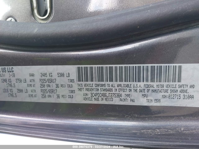 Dodge JOURNEY SE 2018 3C4PDCAB6JT275364 Image 9