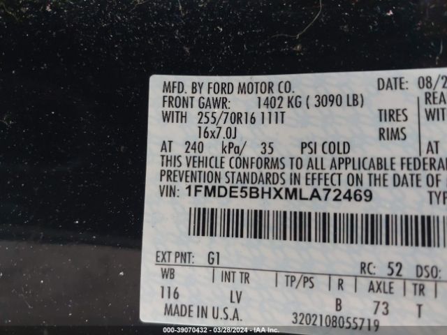 1FMDE5BHXMLA72469 Ford Bronco