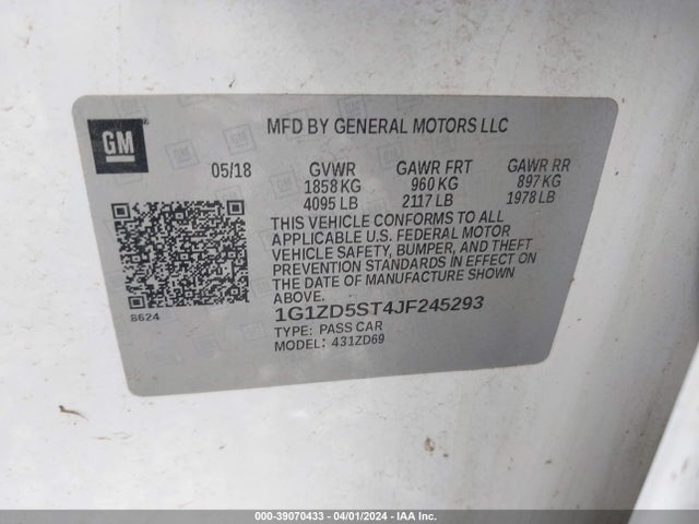 Chevrolet MALIBU LT 2018 1G1ZD5ST4JF245293 Image 9