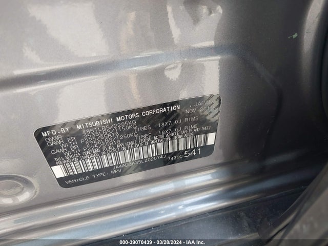 Mitsubishi Outlander Se 2.4 2020 JA4AD3A35LZ020743 Image 9