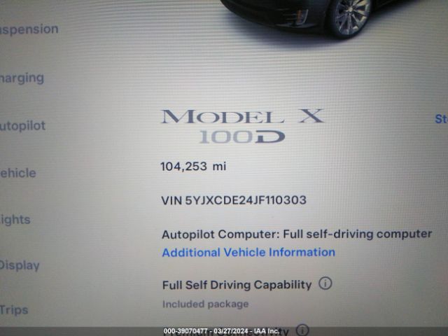 5YJXCDE24JF110303 Tesla Model X 100d/75d/p100d
