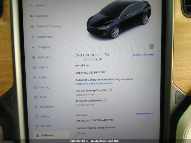 5YJXCDE24JF110303 Tesla Model X 100d/75d/p100d