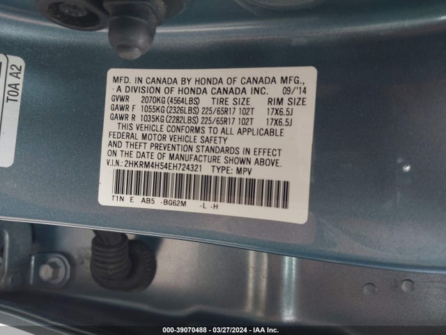 Honda CR-V EX 2014 2HKRM4H54EH724321 Image 9